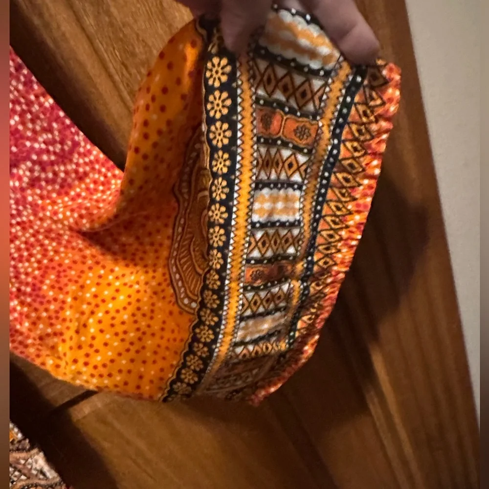 Bohemian Orange and Pink Wide Leg Pants - Picture 2 of 5